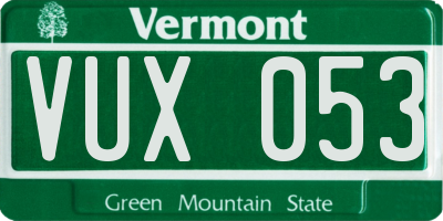 VT license plate VUX053