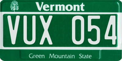 VT license plate VUX054