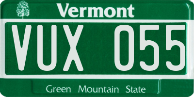VT license plate VUX055