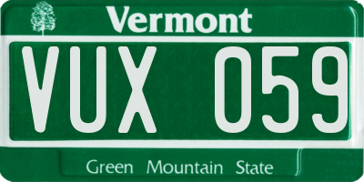 VT license plate VUX059