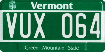 VT license plate VUX064