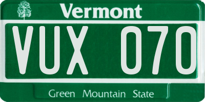 VT license plate VUX070