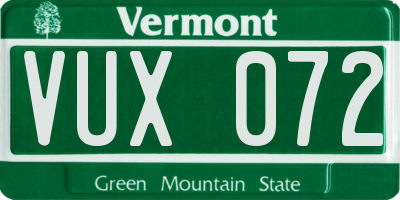 VT license plate VUX072