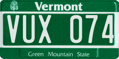 VT license plate VUX074