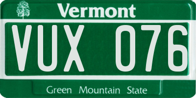 VT license plate VUX076