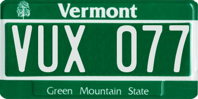 VT license plate VUX077