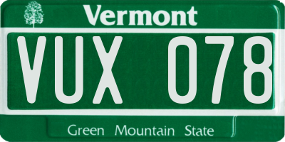 VT license plate VUX078