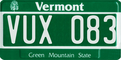 VT license plate VUX083