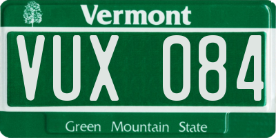 VT license plate VUX084