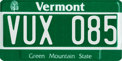 VT license plate VUX085