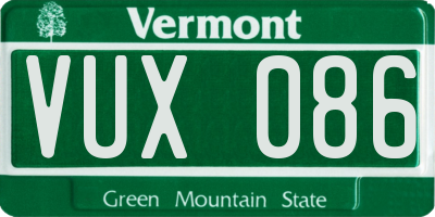 VT license plate VUX086