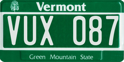 VT license plate VUX087