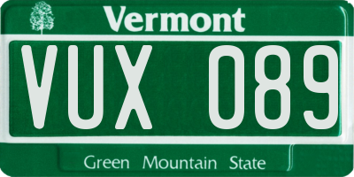 VT license plate VUX089