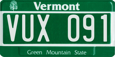 VT license plate VUX091