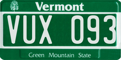 VT license plate VUX093