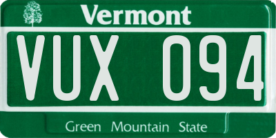 VT license plate VUX094