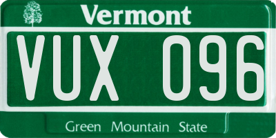 VT license plate VUX096