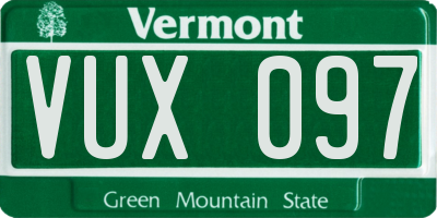 VT license plate VUX097