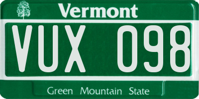 VT license plate VUX098