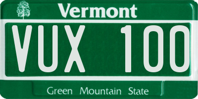 VT license plate VUX100