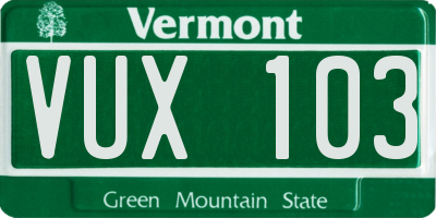 VT license plate VUX103