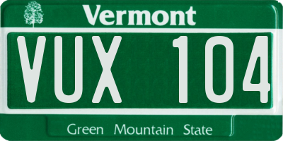 VT license plate VUX104