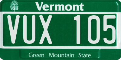 VT license plate VUX105