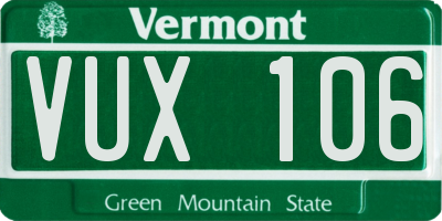 VT license plate VUX106