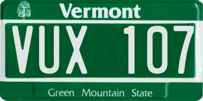 VT license plate VUX107