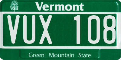 VT license plate VUX108