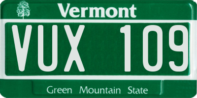 VT license plate VUX109
