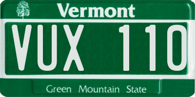 VT license plate VUX110