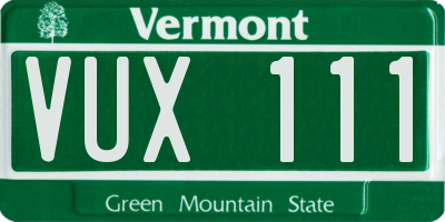 VT license plate VUX111