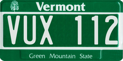 VT license plate VUX112