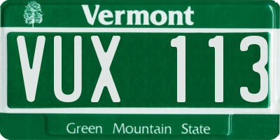 VT license plate VUX113