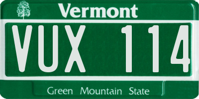 VT license plate VUX114