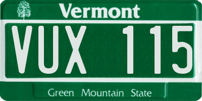 VT license plate VUX115