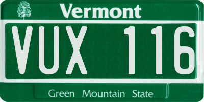 VT license plate VUX116