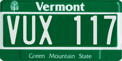 VT license plate VUX117