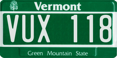 VT license plate VUX118