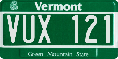 VT license plate VUX121
