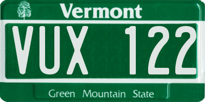 VT license plate VUX122