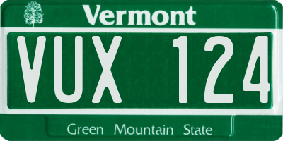 VT license plate VUX124