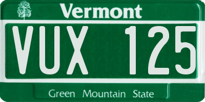 VT license plate VUX125
