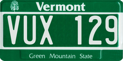 VT license plate VUX129