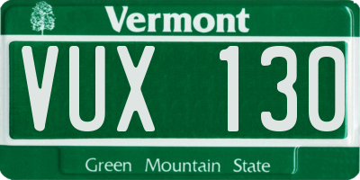 VT license plate VUX130