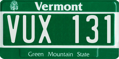 VT license plate VUX131