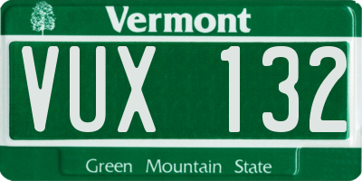 VT license plate VUX132