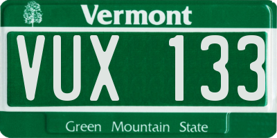 VT license plate VUX133