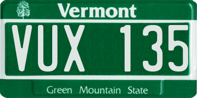 VT license plate VUX135